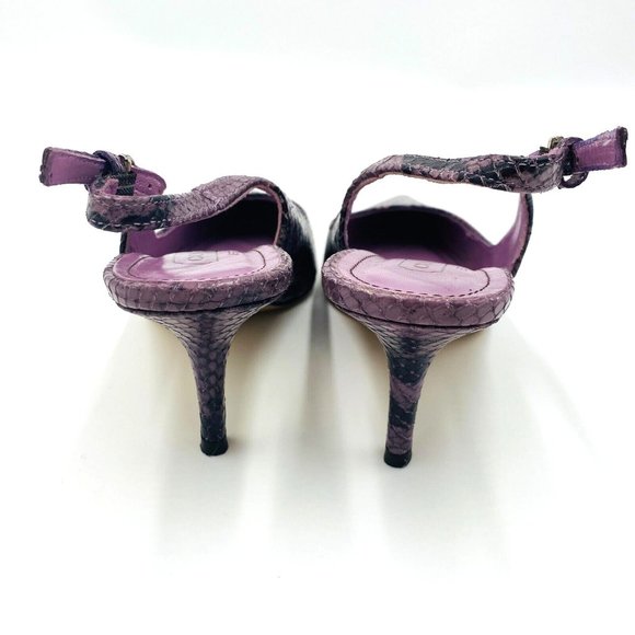 Coach Alena Snakeskin Purple Leather Pointy Slingbacks Heels Womens Size 6.5 B - Picture 8 of 12